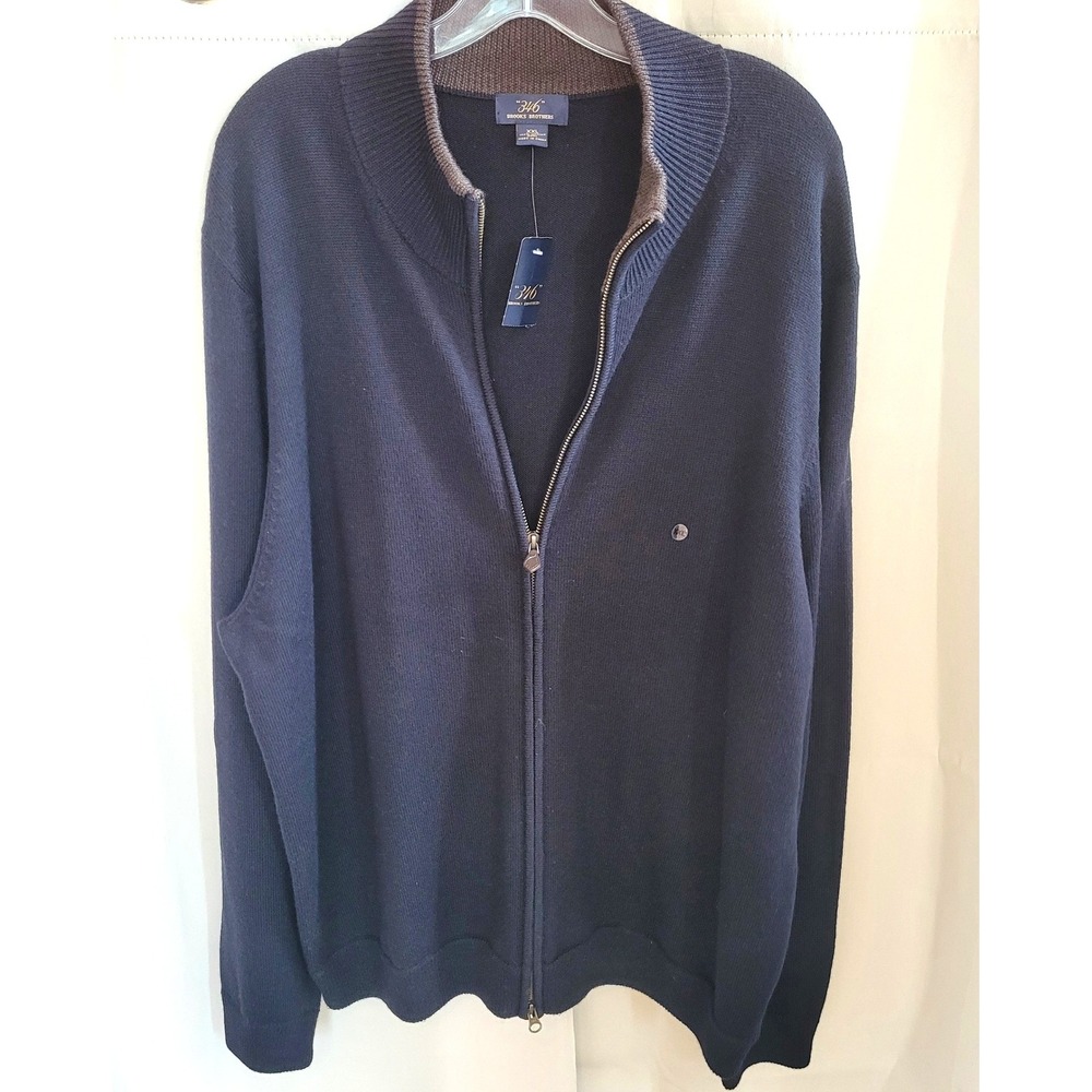Brooks Brothers Mens Full Zip Cardigan XXL 100% Merino Wool Old Money Fall 21627